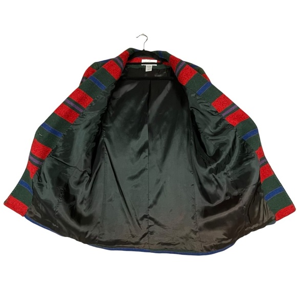 Vtg 90s Casual Corner Southwestern Aztec Striped Wool Blend Jacket Peacoat Sz 4 - Picture 3 of 15